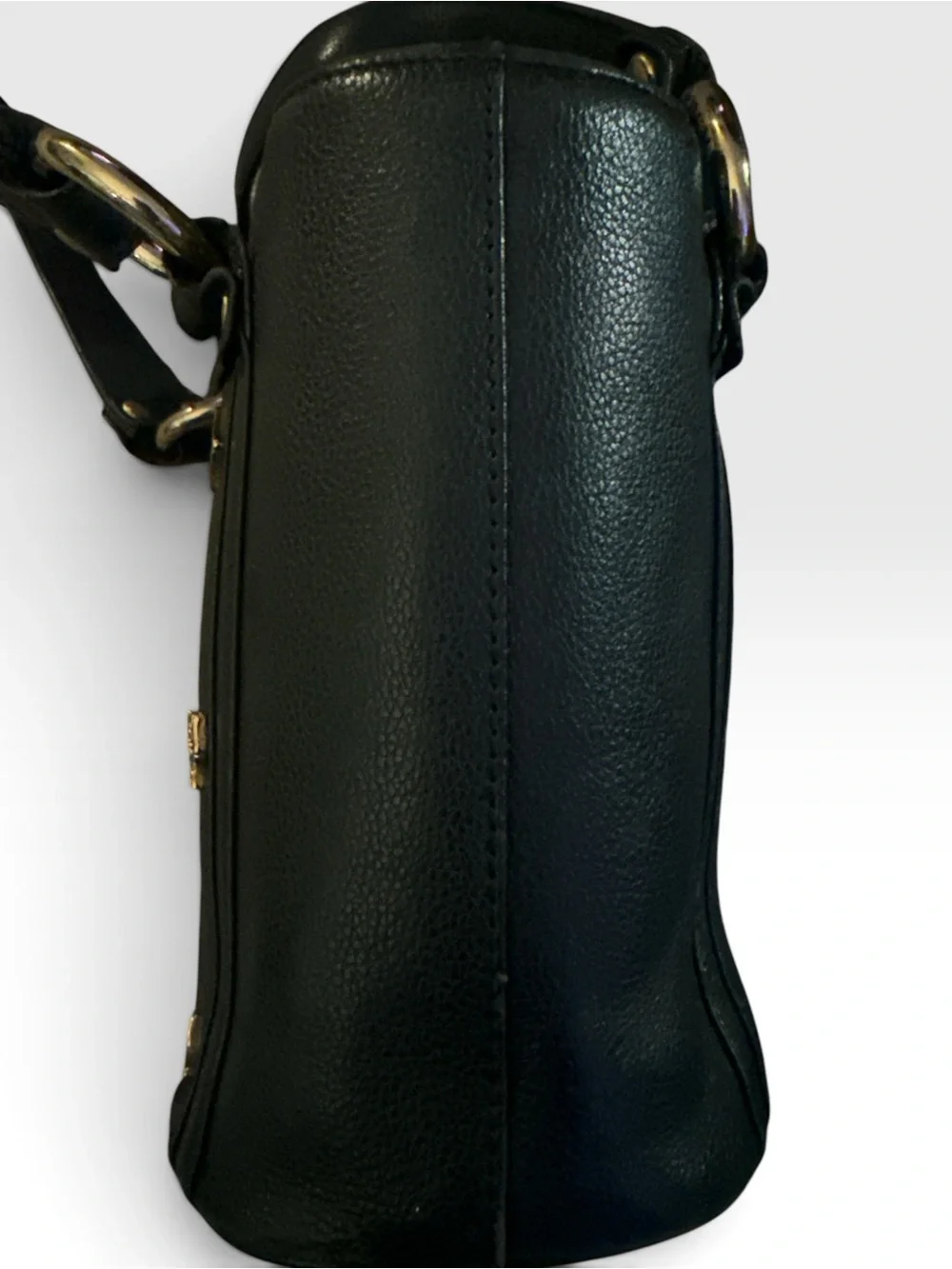 MCM Black Leather Satchel with Gold Accents 8x10x4